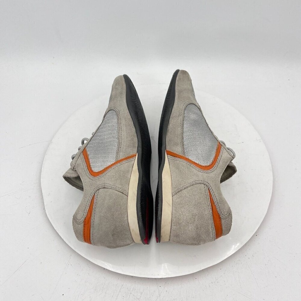Prada Women Size EU 36.5 US 6.5 Silver Grey Orange Suede Lace Up Shoes - Picture 8 of 14